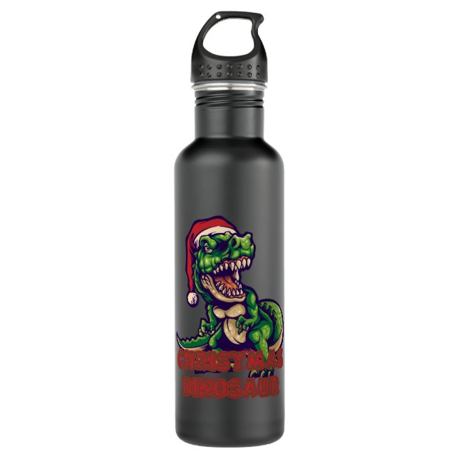 Christmas Green Dinosaur | Dinosaur Design 710 Ml Water Bottle (Front)