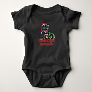 Christmas Green Dinosaur Dinosaur Design Baby Bodysuit