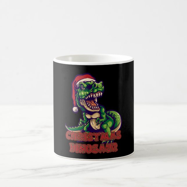 Christmas Green Dinosaur | Dinosaur Design Coffee Mug (Center)