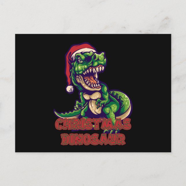 Christmas Green Dinosaur | Dinosaur Design Postcard (Front)