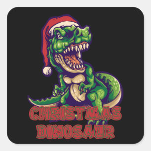 Christmas Green Dinosaur   Dinosaur Design Square Sticker