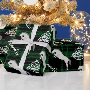 Christmas green Equestrian Horse Personalised   Wrapping Paper