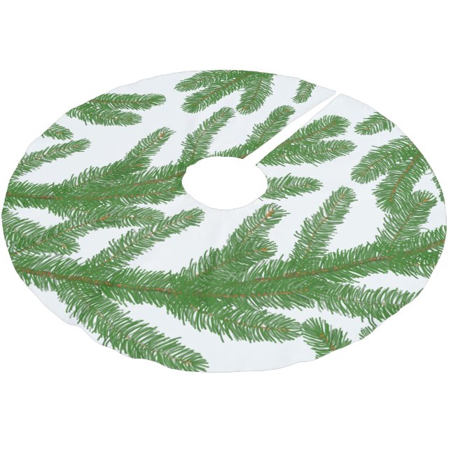 Christmas Green fir tree branches  Brushed Polyester Tree Skirt (Angled)