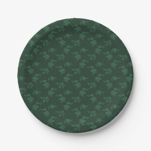  Christmas Green Floral Paper Plate