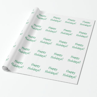 Christmas Green Font Happy Holidays Wishes Wrapping Paper