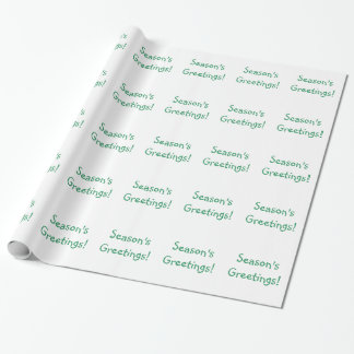 Christmas Green Font Season's Greetings Wishes Wrapping Paper