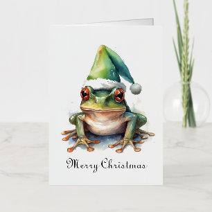 Christmas Green Frog, customisable Foil Holiday Card