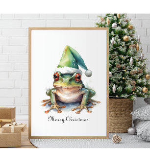 Christmas Green Frog, customisable Poster