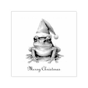 Christmas Green Frog, customisable Self-inking Stamp