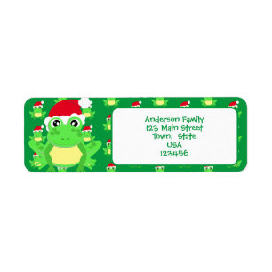 Christmas Green Frog Santa Hat Pattern Cute Novel