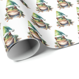 Christmas Green Frog Wrapping Paper