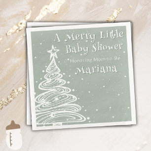 Christmas Green Gender Neutral Baby Shower Napkin
