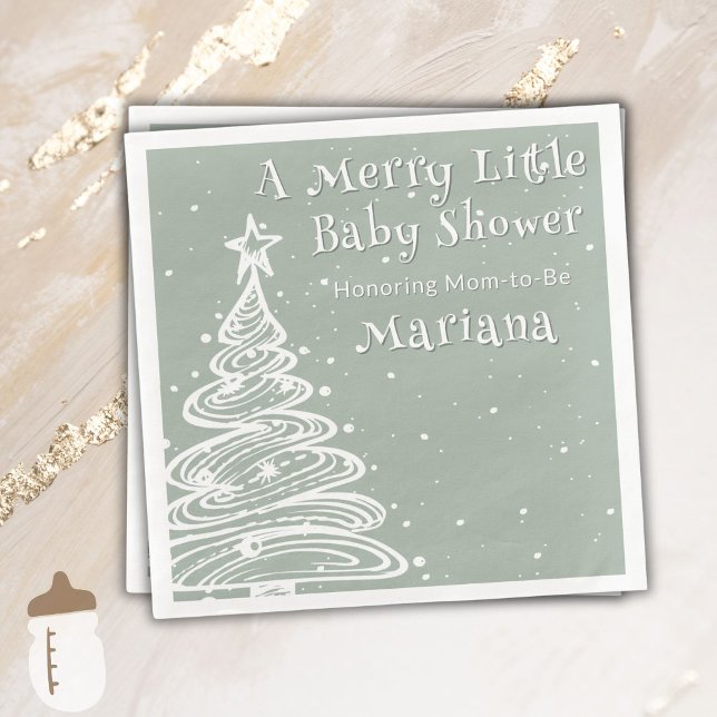 Christmas Green Gender Neutral Baby Shower Napkin (Creator Uploaded)