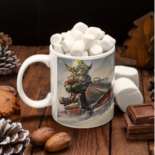 Christmas Green Goblin #5 riding a snowmobile    Coffee Mug