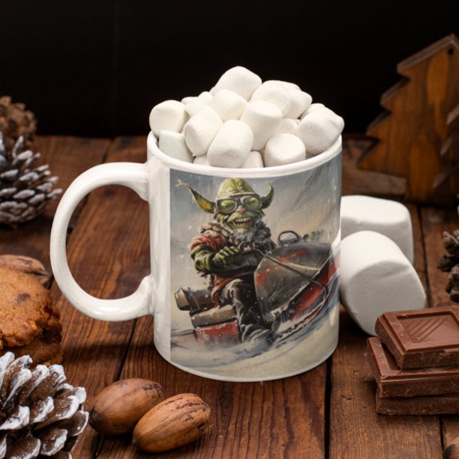 Christmas Green Goblin #5 riding a snowmobile    Coffee Mug (Christmas Grinch #5 riding a snowmobile Coffee Mug
)