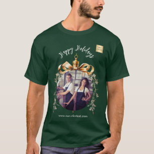 Christmas green gold bauble team photo logo T-Shirt