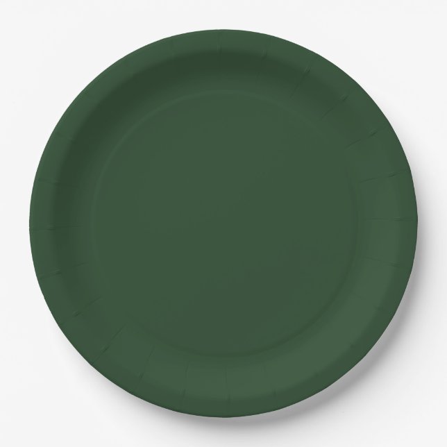 Christmas Green, Holiday Green, Solid Green,  Paper Plate (Front)