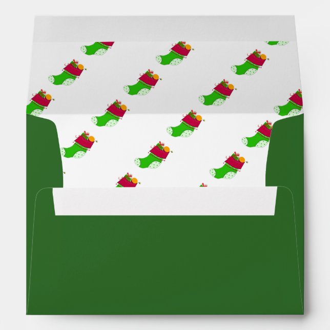 Christmas Green Holiday Sock Envelope (Back (Bottom))