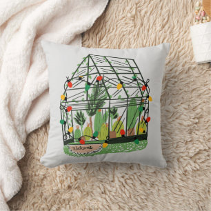 Christmas Green House Botanical Cactus Plants Cushion