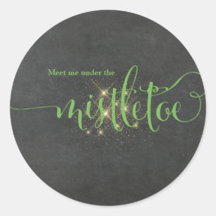 Christmas Green Meet Me Under The Mistletoe Classic Round Sticker