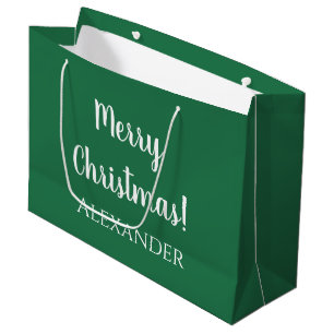 Christmas Green Merry Christmas Personalised Large Gift Bag