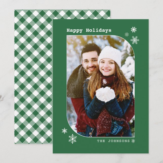 Christmas Green Modern Minimalist Photo Card (Front/Back)