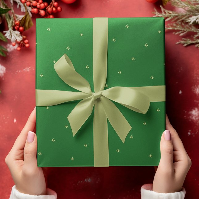 Christmas Green Monogram Gift Wrap Wrapping Paper (Christmas Green Monogram Gift Wrap Wrapping Paper)
