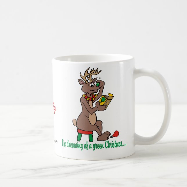 Christmas Green Nosed Reindeer Coffee Mug (Right)