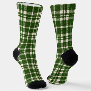 Christmas green off white farmhouse plaid rustic socks