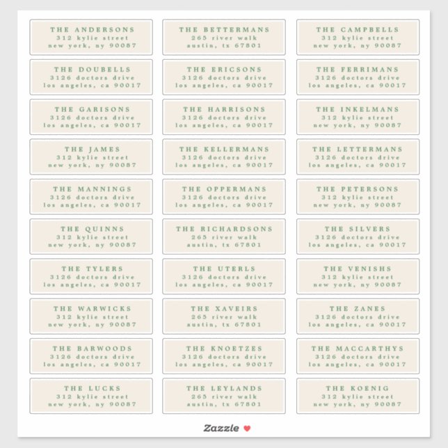 christmas green ombre individual name address (Sheet)