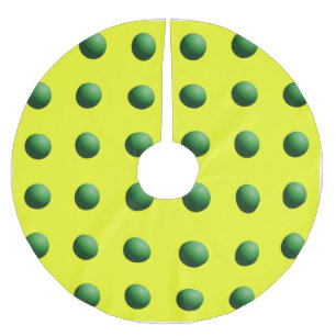 Christmas Green on Yellow Spheres Tree Skirt