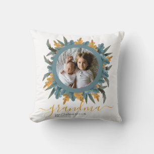 Christmas Green Orange Wreath Photo Personalised Cushion