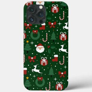 Christmas Green Pattern iPhone 13 Pro Max Case