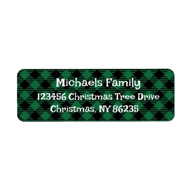 Christmas Green Plaid Address Labels Personalised  (Front)