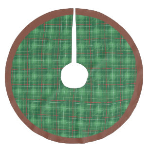 Christmas Green Plaid Brushed Polyester Tree Skirt
