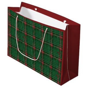 Christmas Green Plaid Large Gift Bag