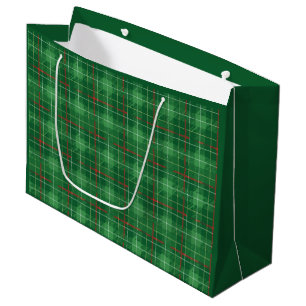 Christmas Green Plaid Large Gift Bag
