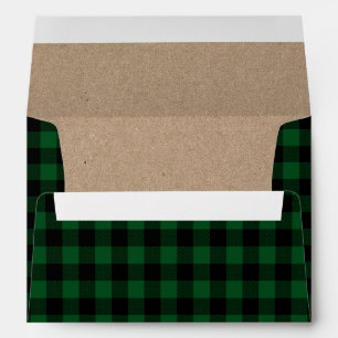 Christmas Green Plaid Tartan Kraft Envelope