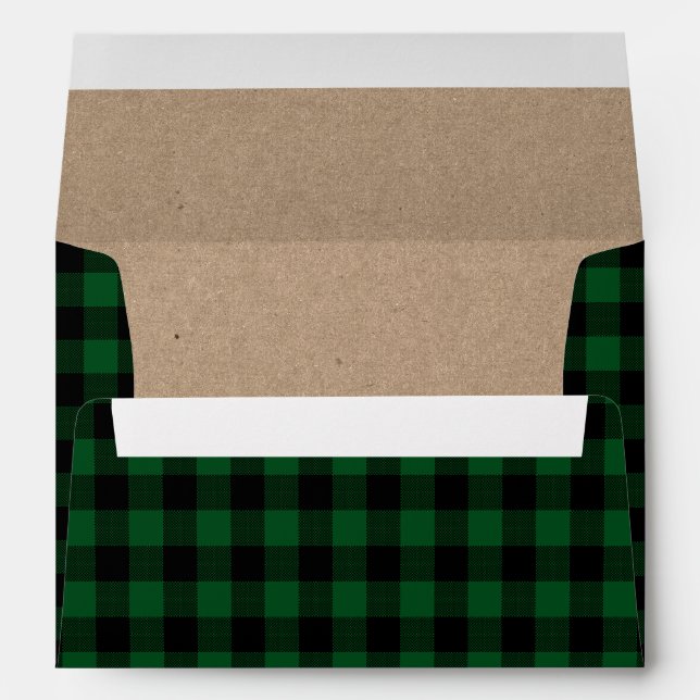 Christmas Green Plaid Tartan Kraft Envelope (Back (Bottom))
