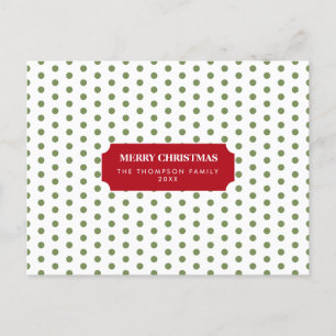 Christmas Green Polka Dots Family Name Holiday