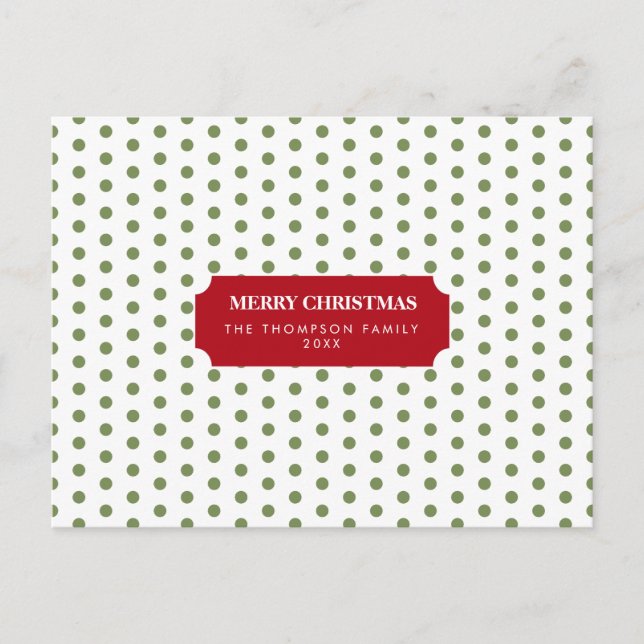 Christmas Green Polka Dots Family Name Holiday (Front)