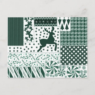 Christmas Green Quilt Holiday Postcard