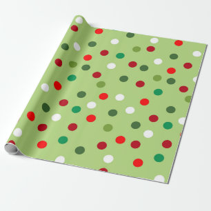 Christmas Green Rainbow Polka Dots Wrapping Paper