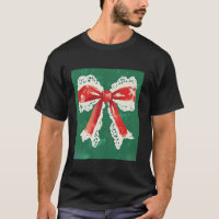 Christmas Green Red and White Coquette Bow Design
