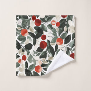 Christmas Green Red Berries   Bath Towel Set