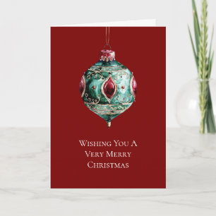 Christmas Green Red Ornament Card