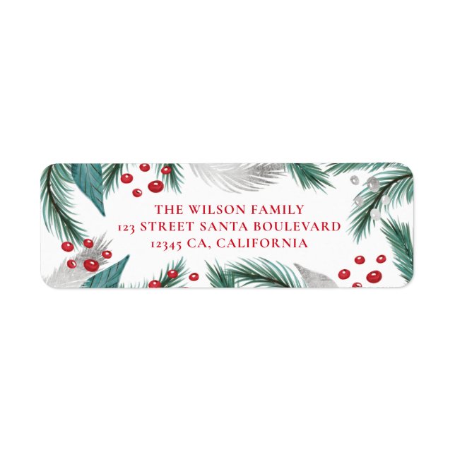 Christmas green red pine mistletoe silver return (Front)