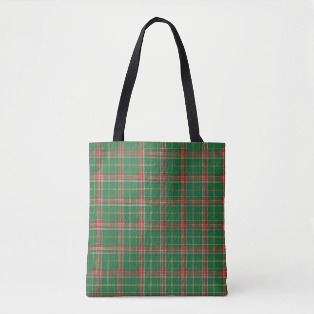 Christmas Green red Plaid Tote Bag (Front)