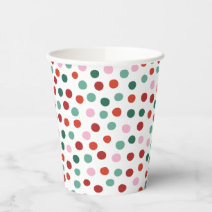 Christmas Green Red Polka Dots Pattern Paper Cups