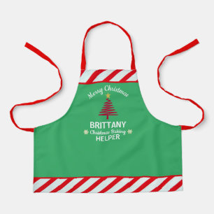 Christmas Green & Red White Stripes Elf Kid's  Apron